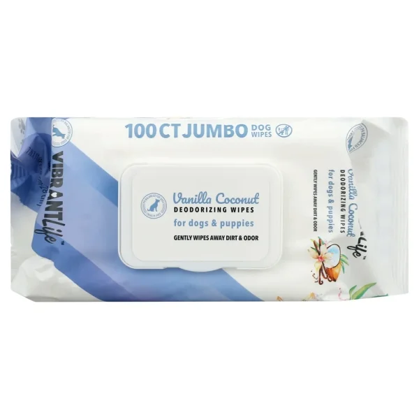 Jumbo Dog Deodorizing Wipes – 100CT (Coconut Vanilla)