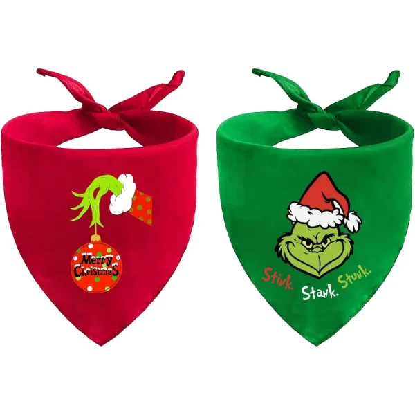 2-Pack Reversible Christmas Dog Bandanas – Holiday Pet Scarf Collar for Small & Medium Dogs