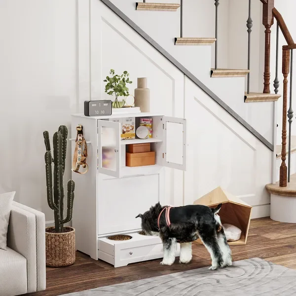 Elevated Dog Feeding Station with Storage